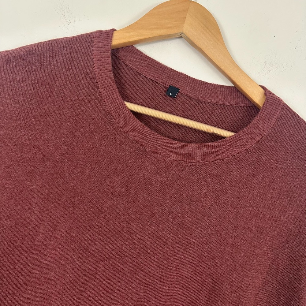 Arach & Cloz Sweater Rich Knitted Burgundy Wool Crew Neck Winter Womens L